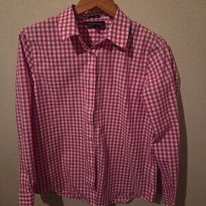 Pink gingham button up shirt